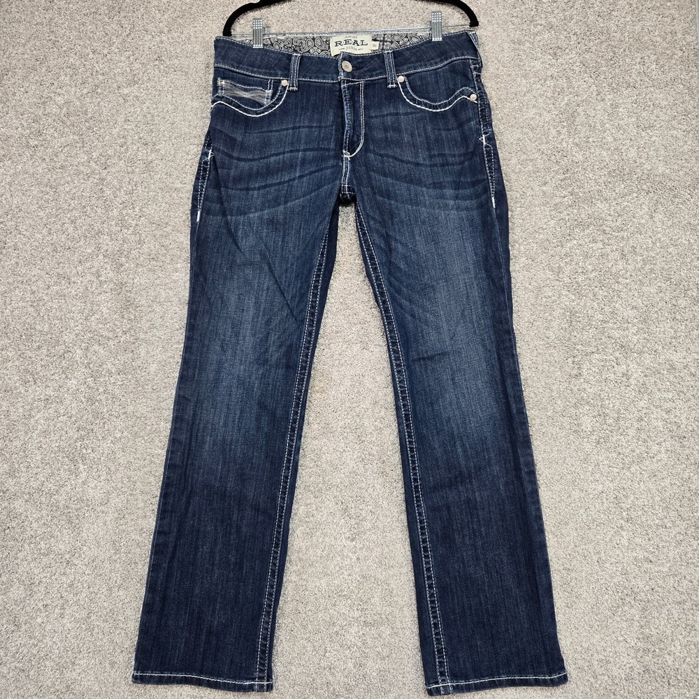 Ariat REAL Denim Jeans Women's 32S (fits 33x30) mid rise straight stretch - Picture 4 of 13